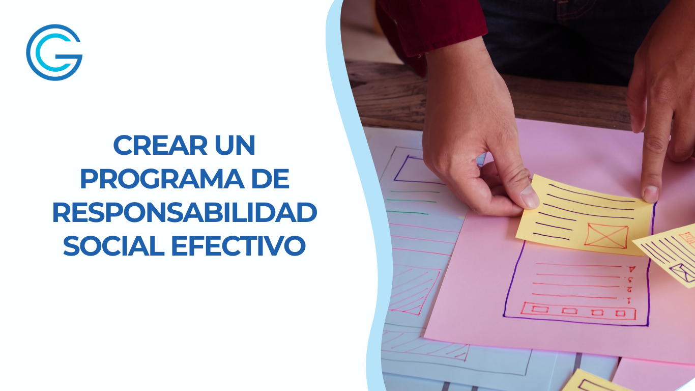 Imagen de blog donde se muestra a una persona colocando un post-it en un plan, lo que representa la creación de un programa de responsabilidad social